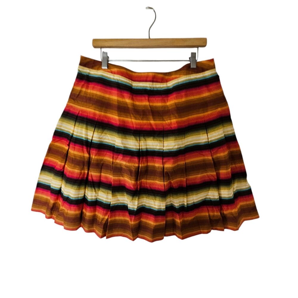 Talbots Pleated Full Skirt‎ Women Petite Size 16P Multicolor Stripe Cotton Lined - Picture 9 of 9